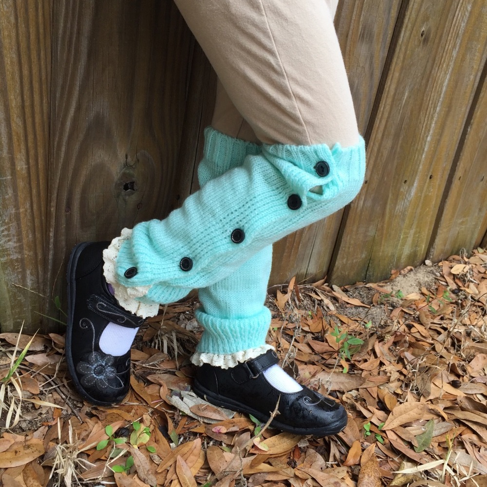 Little Girl Leg Warmers Aqua Blue